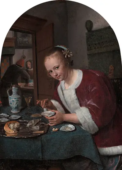 Girl eating oysters — Ян Стен