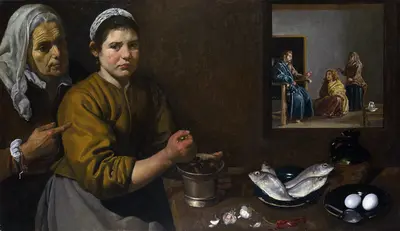 Kitchen Scene with Christ in the House of Martha and Mary